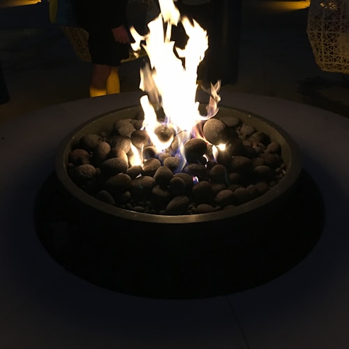 People gathered around a bonfire
