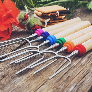 NatureStove Roasting Fork Set Telescoping Campfire Forks NatureStove Roasting Fork Set with 4 telescoping stainless steel marshmallow and hot dog forks, heat-resistant bamboo handles